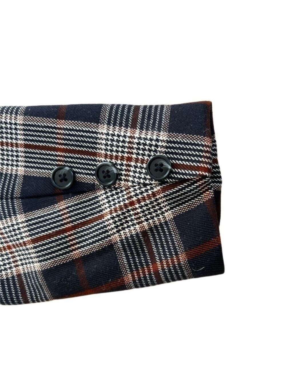 Kaffe Plaid Lightweight Navy, Brown, Cream Fall Jacket - Size 34EU (XS) - Picture 7 of 9